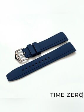 New Midnight Blue Curved End Rubber Watch Strap (The Element Collection)